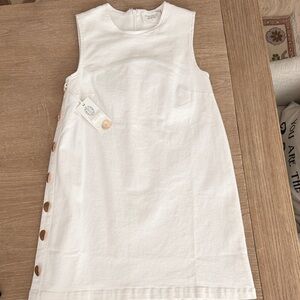 Hyacinth House White Sleeveless Dress with Button Detail